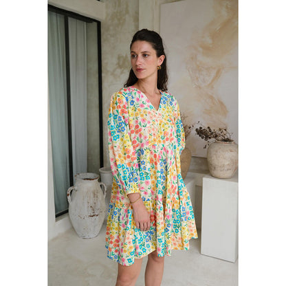 Roza Pret Multicoloured Floral Camelia Mini Dress