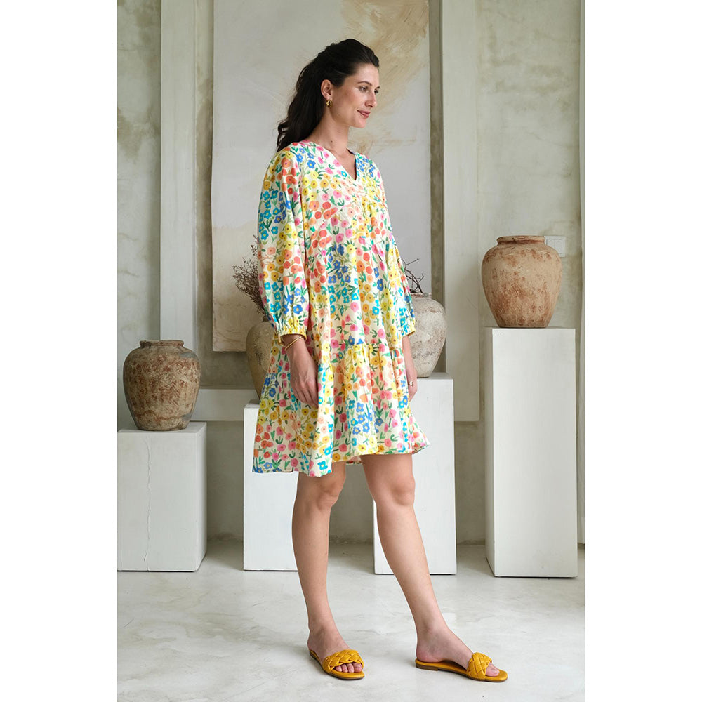 Roza Pret Multicoloured Floral Camelia Mini Dress