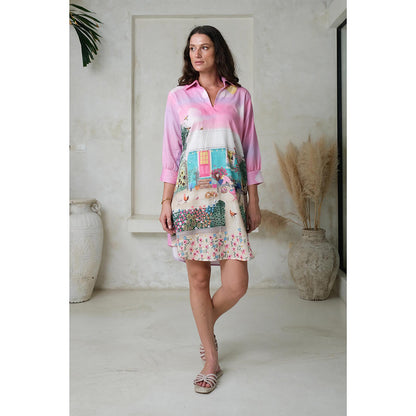 Roza Pret Pink Printed Faye Mini Dress