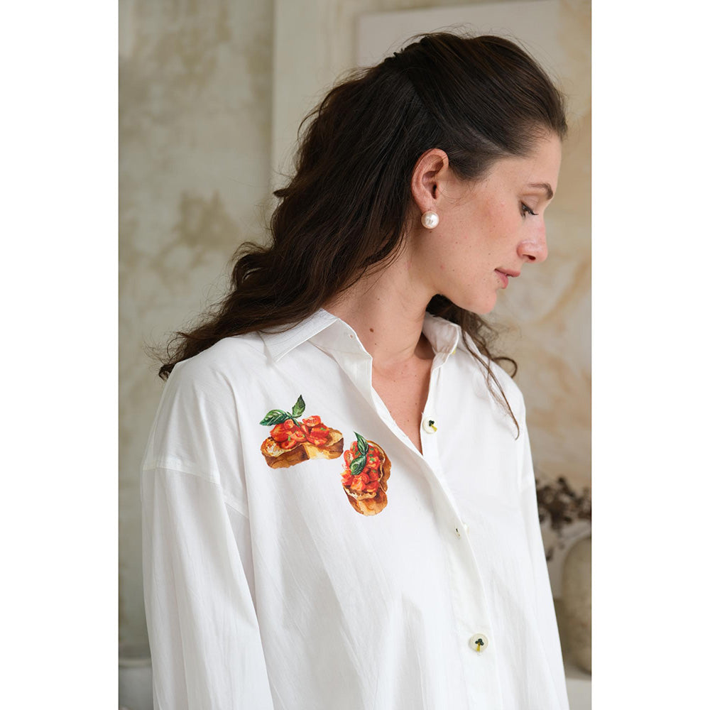 Roza Pret White Printed So Cheezy Shirt