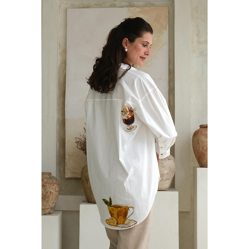 Roza Pret White Printed So Cheezy Shirt