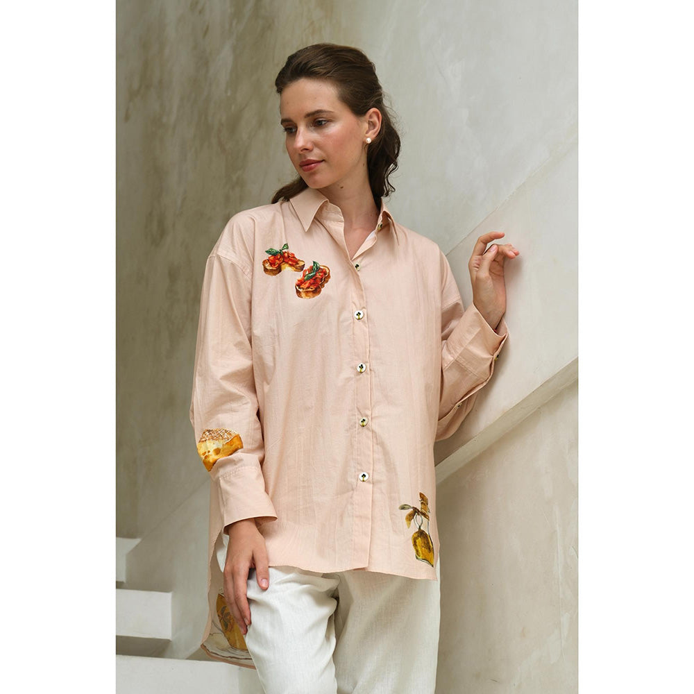 Roza Pret Peach Printed So Cheezy Shirt