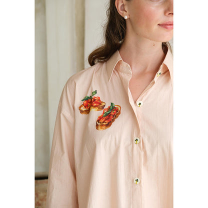 Roza Pret Peach Printed So Cheezy Shirt