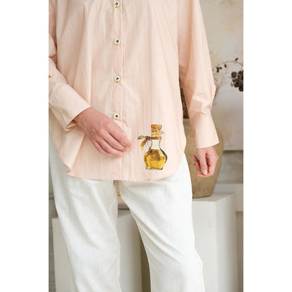 Roza Pret Peach Printed So Cheezy Shirt