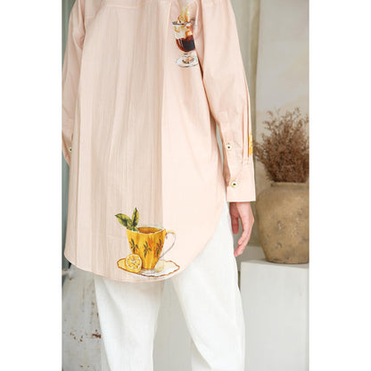 Roza Pret Peach Printed So Cheezy Shirt