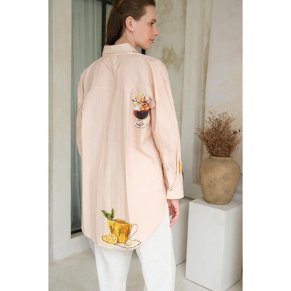 Roza Pret Peach Printed So Cheezy Shirt