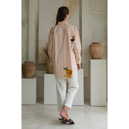 Roza Pret Peach Printed So Cheezy Shirt