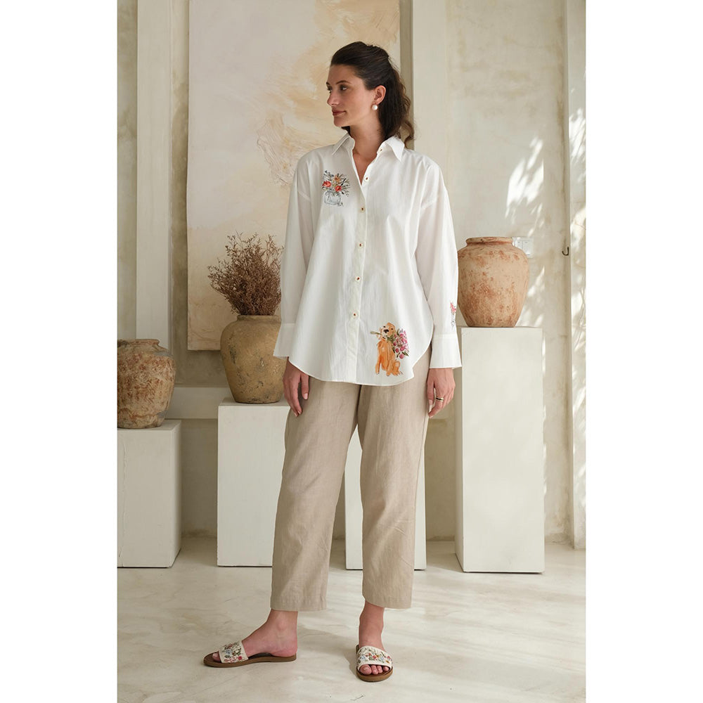 Roza Pret White Floral Savannah Shirt