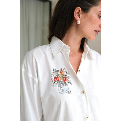 Roza Pret White Floral Savannah Shirt