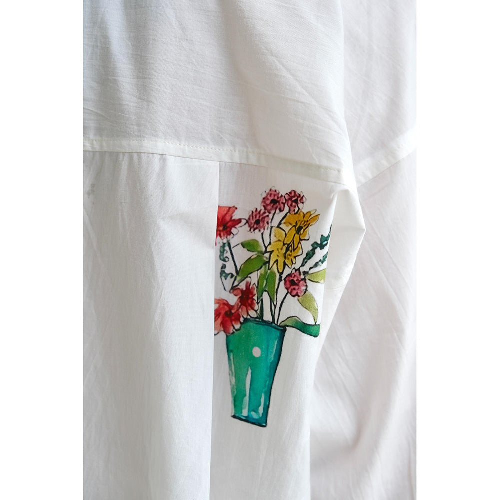 Roza Pret White Floral Savannah Shirt