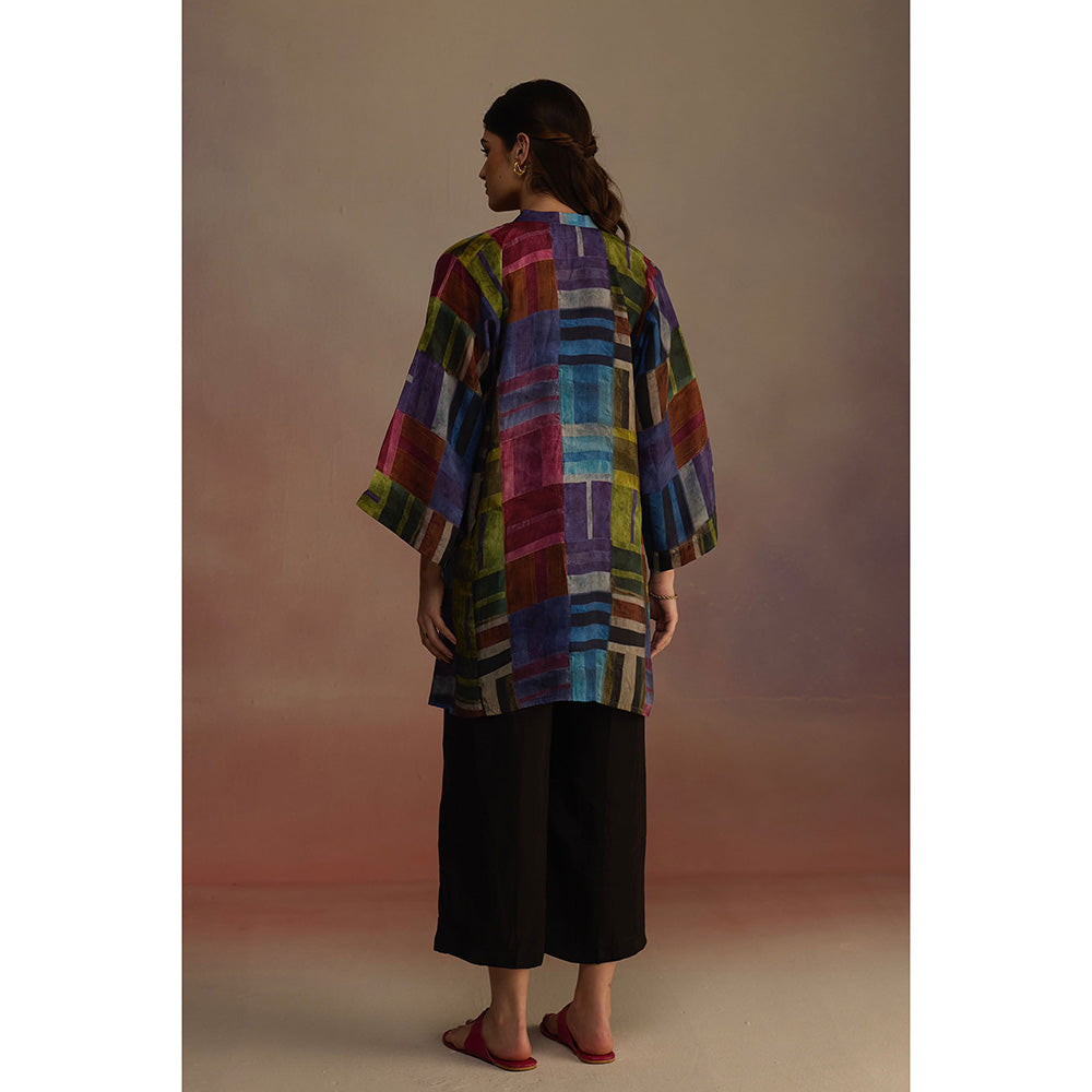 Roza Multi-Color Attico Boxy Geometric Printed Kurti