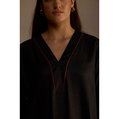 Roza Black Bergamot Floral Printed Kurta with Pant (Set of 2)