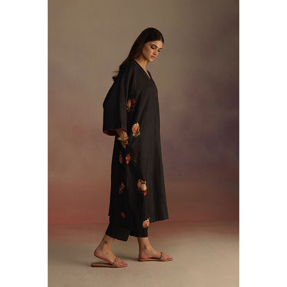 Roza Black Bergamot Floral Printed Kurta with Pant (Set of 2)