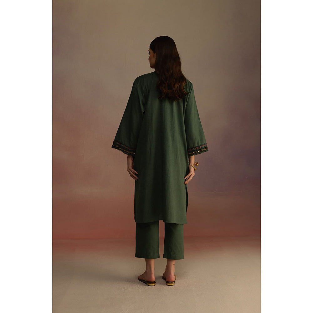 Roza Green Neroli Embroidered Kurta with Pant (Set of 2)