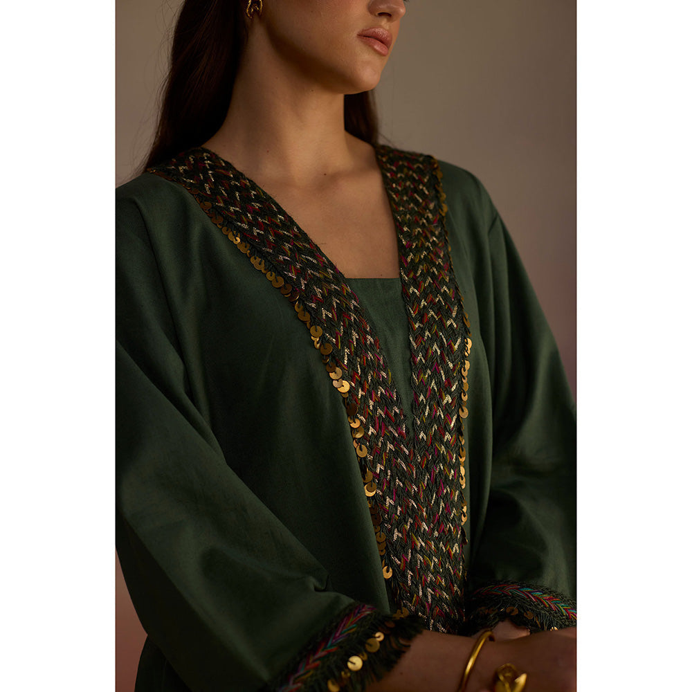 Roza Green Neroli Embroidered Kurta with Pant (Set of 2)