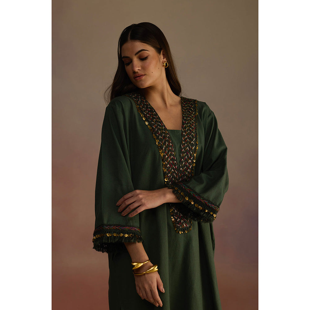 Roza Green Neroli Embroidered Kurta with Pant (Set of 2)