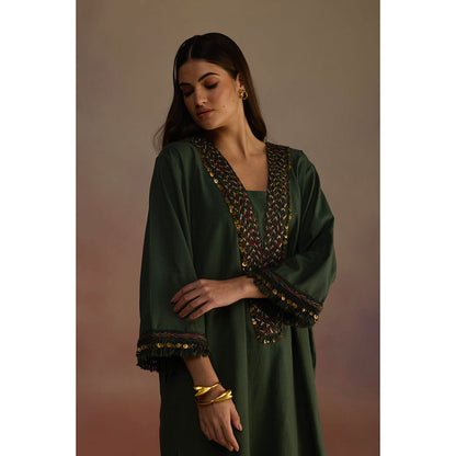 Roza Green Neroli Embroidered Kurta with Pant (Set of 2)