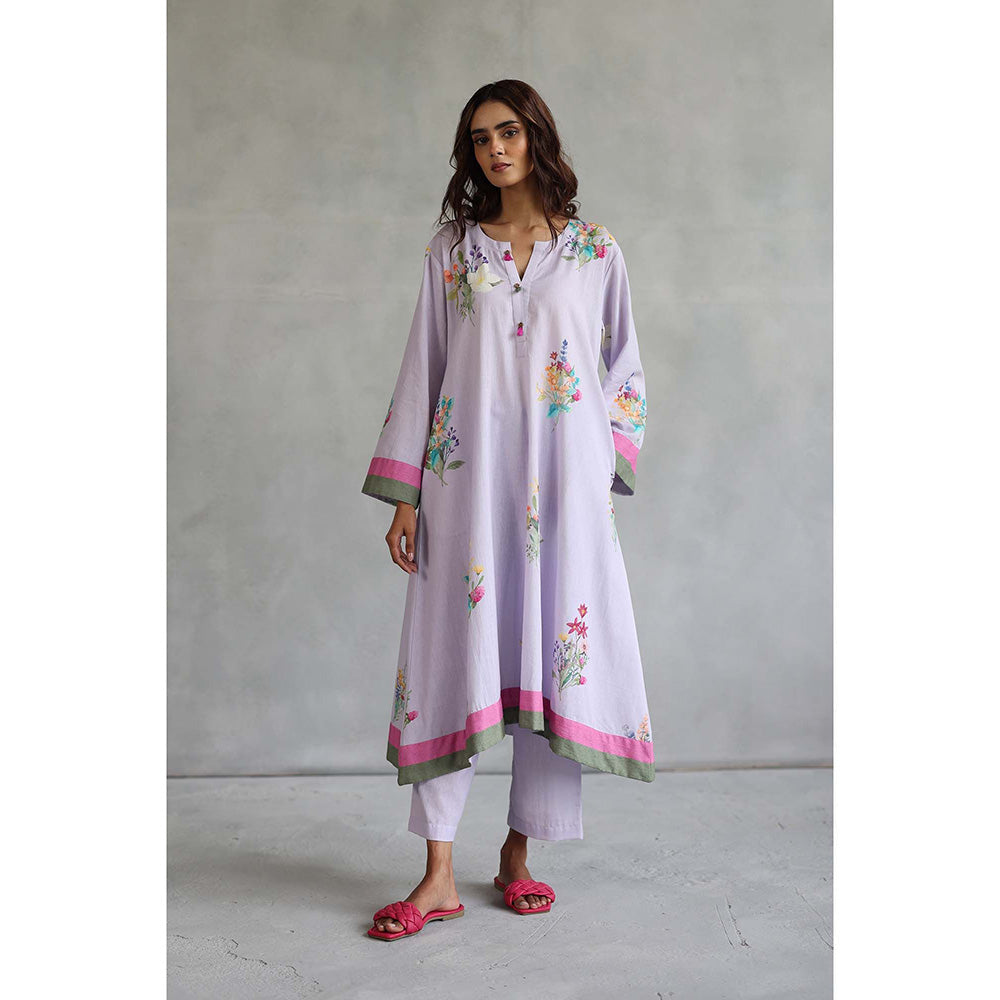 Roza Blossom Lavender Kurta with Pant (Set of 2)