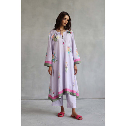 Roza Blossom Lavender Kurta with Pant (Set of 2)