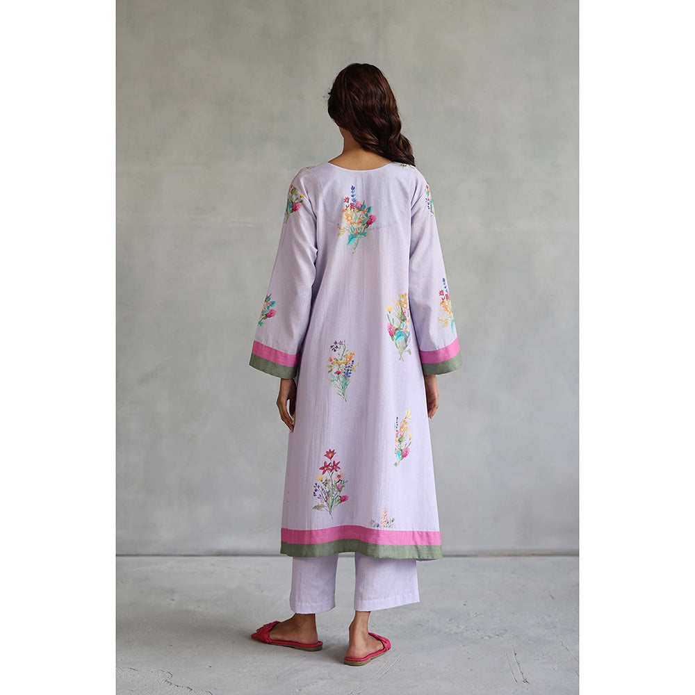 Roza Blossom Lavender Kurta with Pant (Set of 2)