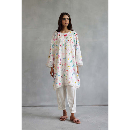 Roza Thea White Kurta with Salwar Pant (Set of 2)