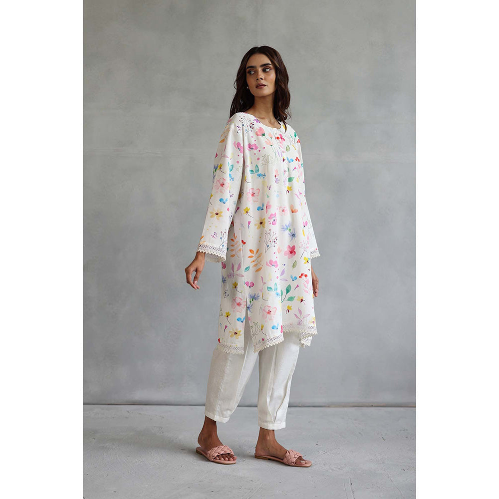 Roza Thea White Kurta with Salwar Pant (Set of 2)