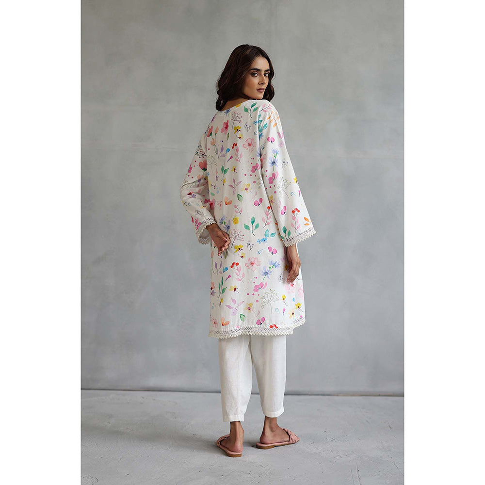 Roza Thea White Kurta with Salwar Pant (Set of 2)