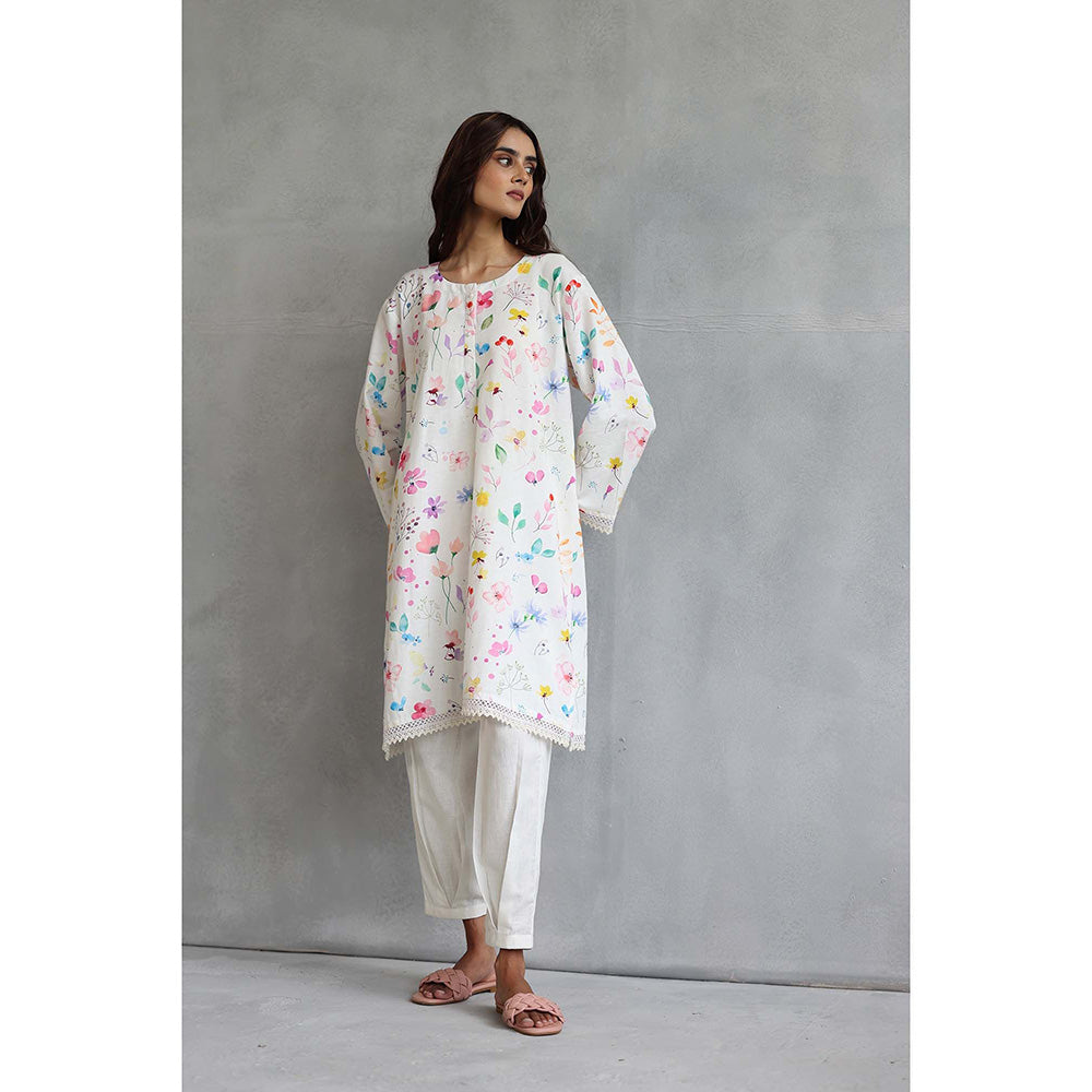 Roza Thea White Kurta with Salwar Pant (Set of 2)