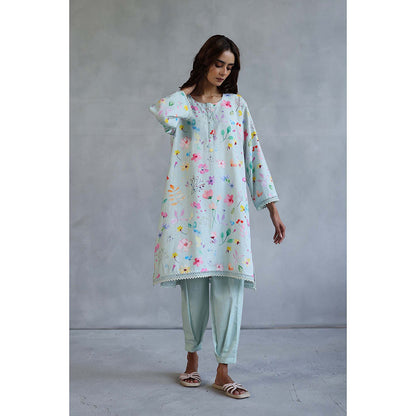 Roza Thea Blue Kurta with Salwar Pant (Set of 2)