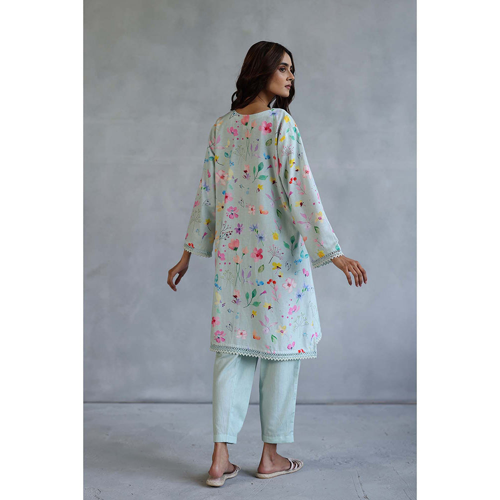 Roza Thea Blue Kurta with Salwar Pant (Set of 2)