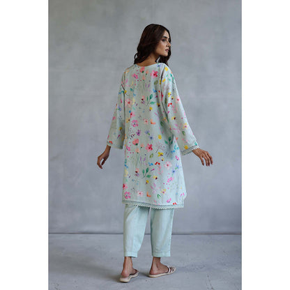 Roza Thea Blue Kurta with Salwar Pant (Set of 2)