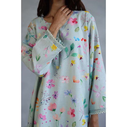 Roza Thea Blue Kurta with Salwar Pant (Set of 2)