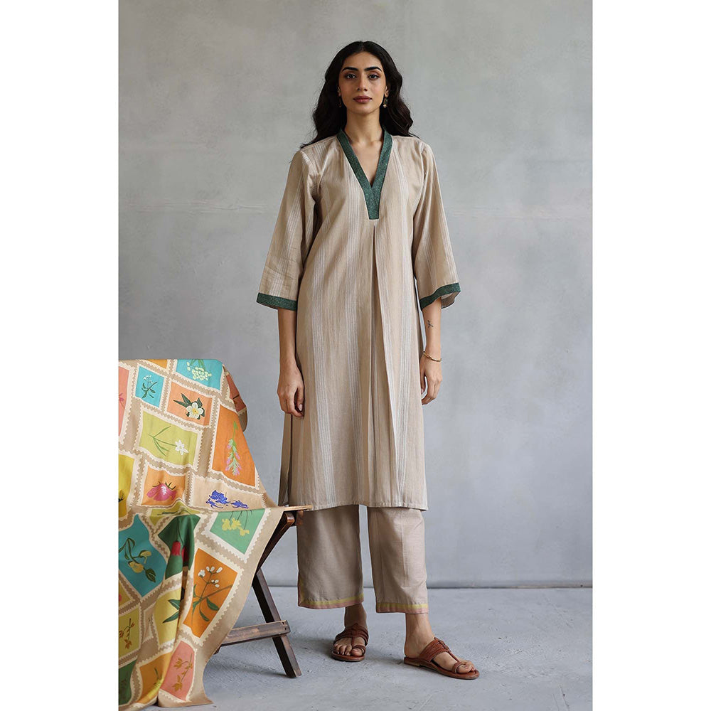 Roza Seline Beige Kurta with Pant (Set of 2)