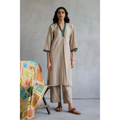 Roza Seline Beige Kurta with Pant (Set of 2)
