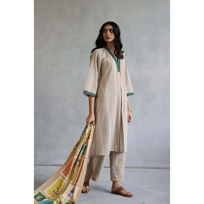 Roza Seline Beige Kurta with Pant (Set of 2)