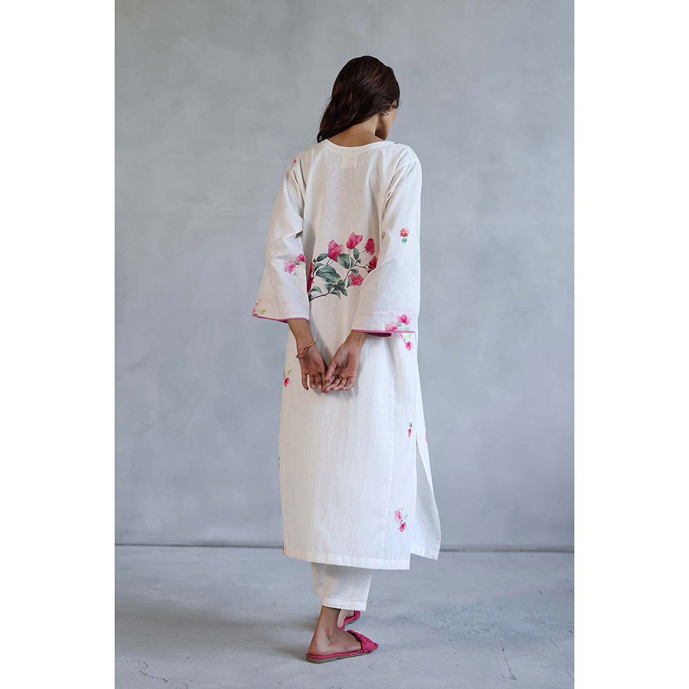 Roza Bougainvillea Phiran Off White Kurta with Salwar Pant (Set of 2)