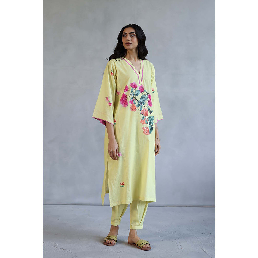 Roza Bougainvillea Phiran Yellow Kurta with Salwar Pant (Set of 2)
