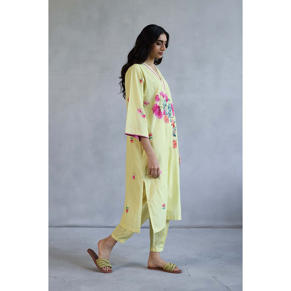 Roza Bougainvillea Phiran Yellow Kurta with Salwar Pant (Set of 2)