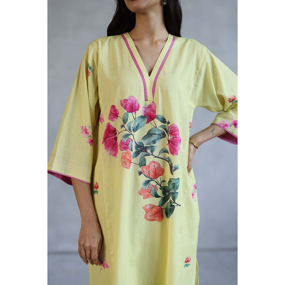 Roza Bougainvillea Phiran Yellow Kurta with Salwar Pant (Set of 2)