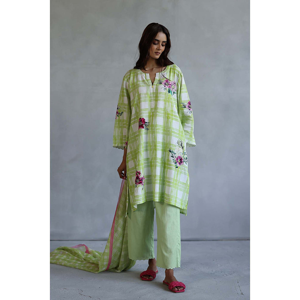Roza Icecream Green Kurta with Pant (Set of 2)