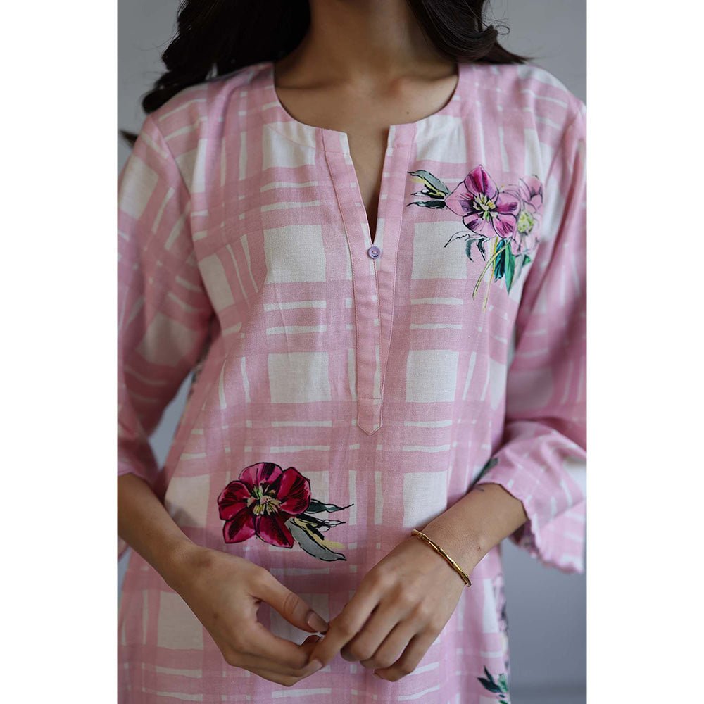 Roza Icecream Pink Kurta with Pant (Set of 2)