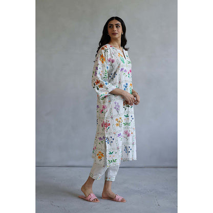 Roza Esther White Phiran Kurta with Salwar Pant (Set of 2)