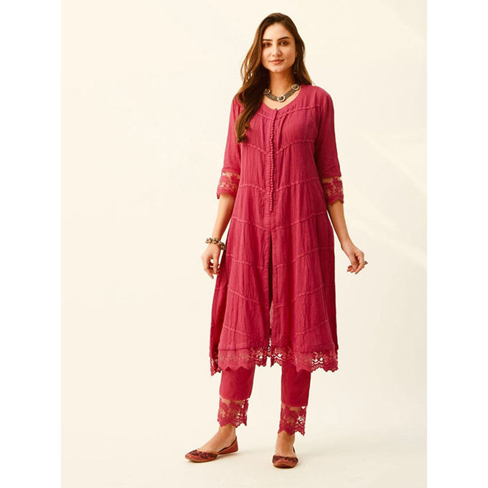 Roze Mahjabeen Red Kurta (Set of 3)