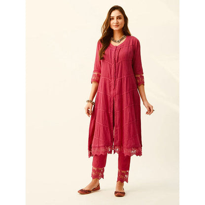 Roze Mahjabeen Red Kurta (Set of 3)