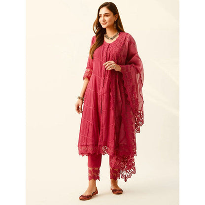 Roze Mahjabeen Red Kurta (Set of 3)