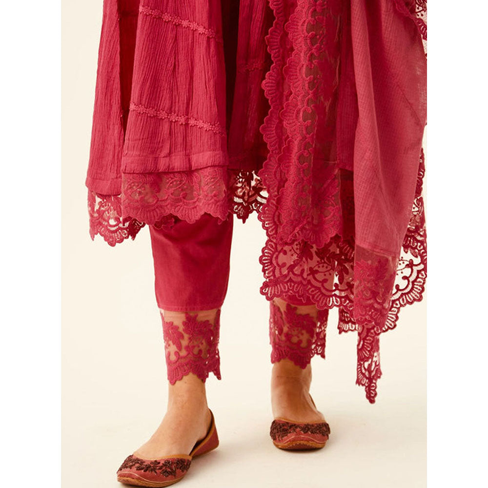 Roze Mahjabeen Red Kurta (Set of 3)