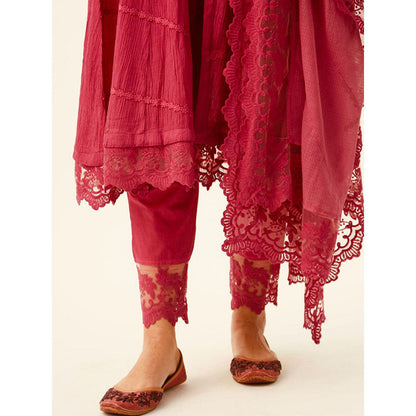 Roze Mahjabeen Red Kurta (Set of 3)