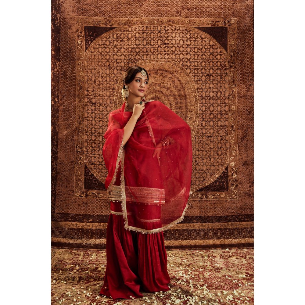 Roze Sultana Embellished Red Dupatta