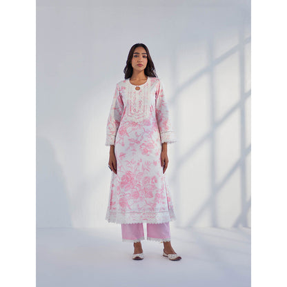 Roze Raya Pink Kurta with Pant & Dupatta (Set of 3)
