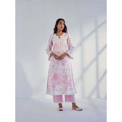 Roze Raya Pink Kurta with Pant & Dupatta (Set of 3)